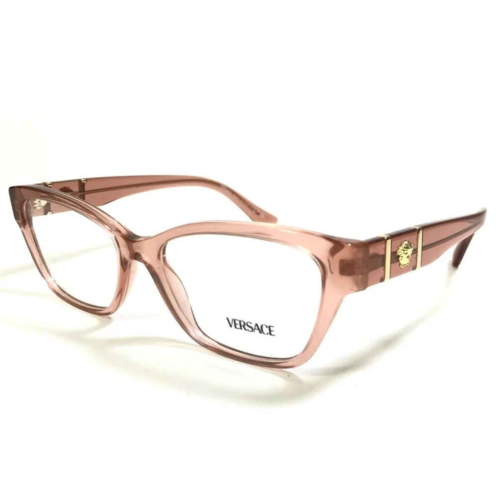 Versace Eyeglasses Frames MOD.3344 5434 Clear Pink Gold Medusa Logos 52-16-140